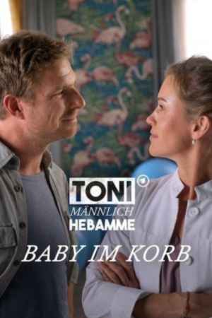 Toni männlich Hebamme mit Baby im Korb